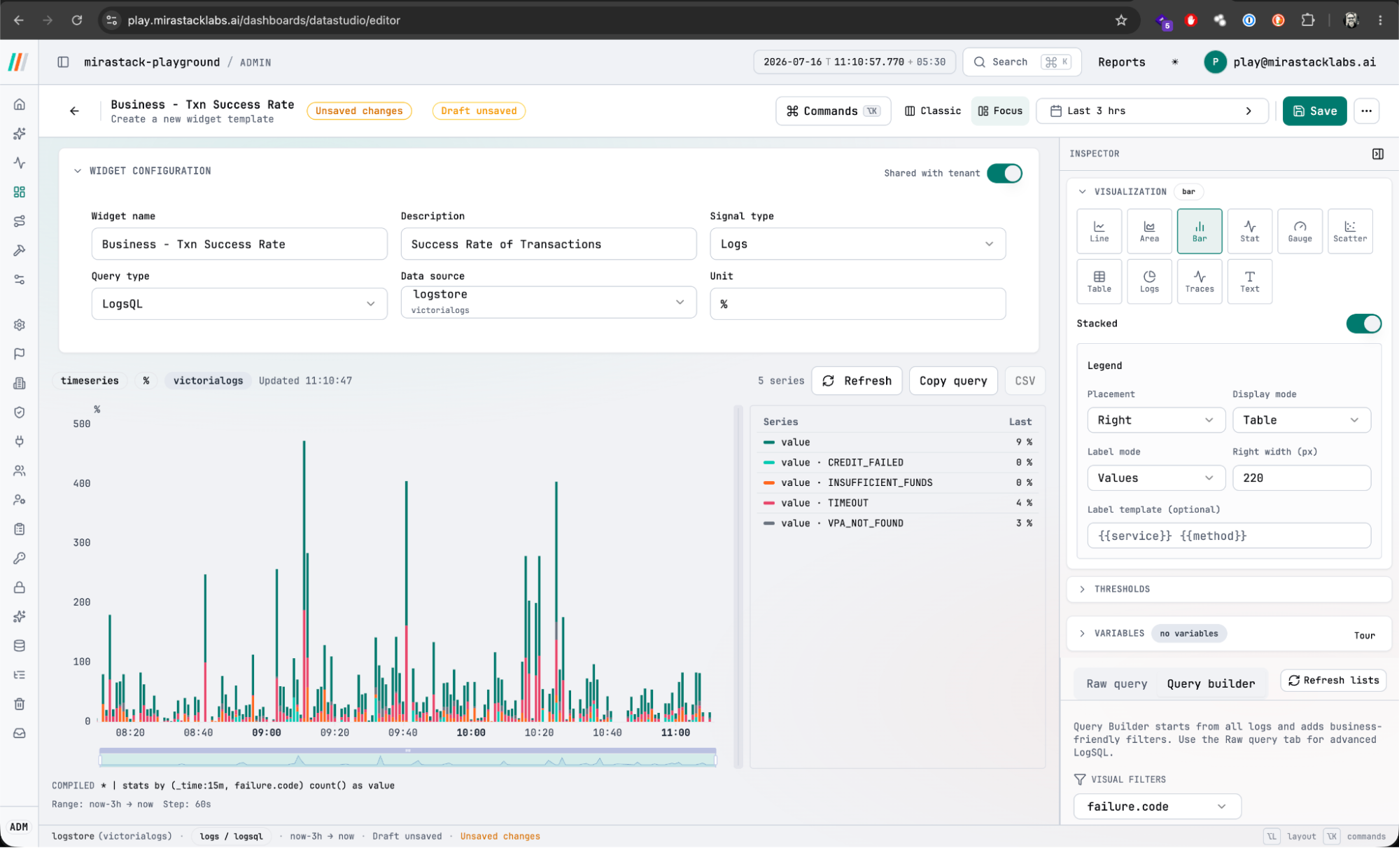 MIRASTACK Data Studio 3-Pane Workspace